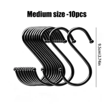 5/10pcs Heavy Duty Stainless Steel S-Shaped Hooks, Rust-Proof Kitchen Hooks, Curved Design, Space-Saving Storage Organizer Hooks, Suitable For Pots, Pans, Bags, Cups, Utensils, Easy To Install - Multicolor - View 9
