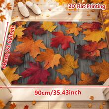 1/2pcs Autumn Door Mat, Autumn Maple Leaf Pattern Flannel Rug, Comfortable Soft Absorbent Non-Slip Machine Washable, Multi-Functional Home Entrance Hallway Kitchen Bathroom Bedroom Patio Decor, Thanksgiving Autumn Holiday Atmosphere Decoration - Multicolor - View 15