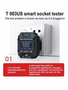 NJTY Socket Tester Voltage Tester Socket Detector EU/UK/US Plug Grounding Neutral Phase Polarity Check Digital AC Voltage Test - US B Type Plug(110-127V) - View 4