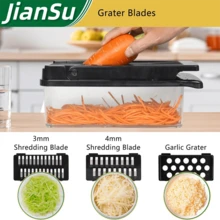 Multifunctional 14-In-1 Manual Vegetable Chopper Black, Integrated Cutting Board Set With Multiple Replacement Blades, Colander And Sealed Collection Box, Efficiently Chop Onions And Garlic, Slice Potatoes And Carrots, Ergonomic Labor-Saving Design, Compact Kitchen Tool For Home Cooking, Outdoor Picnic And BBQ Meal Prep, Easy To Clean With No Residue And Space-Saving Storage - Black - View 8