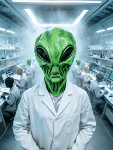 1pc Green Alien Latex Head Mask, Halloween Cosplay Party Costume Prop - Multicolor - View 6