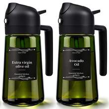 2/1pc 16oz/470ml Kitchen Olive Oil Dispenser Bottle With Stickers, 2-In-1 Olive Oil Spray Bottle, Suitable For Cooking, Air Fryer And Salad - View 2