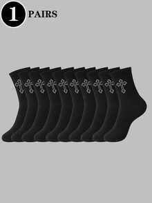 1/5/10/20 Pasang [Penting untuk Pecinta Olahraga] Kaos Kaki Olahraga Pria Setengah Betis | Bernapas & Menyerap Keringat | Elastisitas Tinggi | Desain Blok Warna Bergaris | Nyaman dan Penting | Penawaran Terbatas, Cocok untuk Pemakaian Sehari-hari di Musim Gugur - Hitam dan Putih - View 7