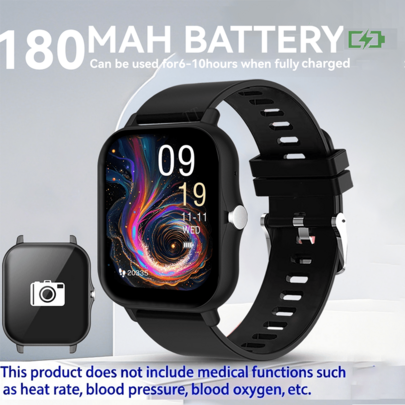 1pc 1.83" Full Screen Touch Casual Electronic Watch, Unisex, Silicone Strap & Zinc Alloy Case, Receive Calls, Time, Date, Alarm, Pedometer, Great Gift