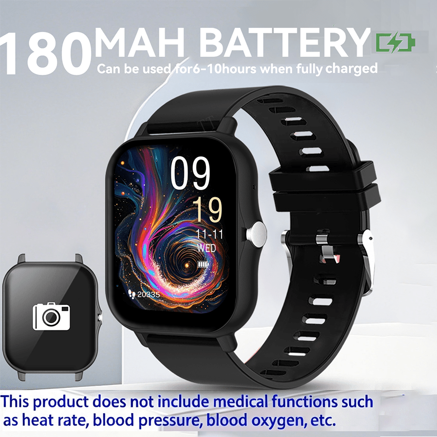 1pc 1.83" Full Screen Touch Casual Electronic Watch, Unisex, Silicone Strap & Zinc Alloy Case, Receive Calls, Time, Date, Alarm, Pedometer, Great Gift