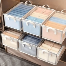 1pc Transparent Stackable Storage Box With Lid, Large Capacity With Handle, Space-Saving, Convenient For Organization, Multi-Functional Storage Box, Transparent Storage Organizer, Thickened Storage Box, Suitable For Home, Dorm, Bedroom, Closet And Other Places. Valentine's Day Sunny Travel Cool - Clear - View 6