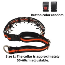 Anti-Burst Dog Training Collar, Double-Layer Reflective Nylon Iron Chain Dog Collar, Outdoor Dog Training Collar, Adjustable Size And Length, Metal Training Dog Chain Nylon Strap, Pet Behavior Correction Pet Supplies Collar (Lock Color Randomly Sent) - Multicolor - View 3