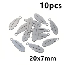 10pcs Stainless Steel Leaf Feather Charms Pendant For Necklace Earring Bracelet DIY Crafts Jewelry Making Accessories Findings - Feather - View 11