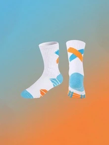1 Pair Kids Sports Socks, Basketball Mid-Calf Socks, Spring/Autumn All-Season Daily Sports Socks For Students, Suitable For Back To School And Sports Events - Multicolor - View 9