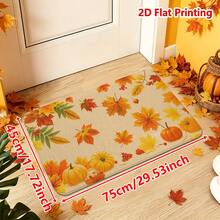 1/2pcs Autumn Door Mat, Autumn Maple Leaf Pumpkin Berry Pattern Flannel Door Mat, Comfortable Soft Absorbent Non-Slip Machine Washable, Multi-Functional Home Entrance Rug Kitchen Bathroom Entryway Mat, Thanksgiving Holiday Decorative Floor Mat - Multicolor - View 12