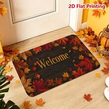 1/2pcs Autumn Maple Leaf Welcome Door Mat, Flannel Soft Absorbent Non-Slip Machine Washable Multi-Functional Home Entrance Rug, Suitable For Kitchen, Bathroom, Entryway, Thanksgiving Decor, Yard, Living Room, Bedroom, Laundry Room - Multicolor - View 7