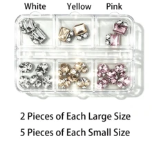 6-Grid Combination Nail Art Rhinestone Set, Luxury Sparkling 3D Crystal Mixed Sizes Nail Decor, Suitable For Nail Art Design And Decoration - Multicolor - View 13