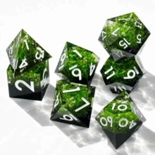 Green Grass Handmade Sharp Edge 7-Piece Resin Dice Set - Polyhedral Dice Set, Suitable For Role-Playing Games And Other Tabletop Games - Multicolor - View 4