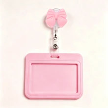 1 Set Exquisite Cute Pink Bow Nurse ID Badge Retractable Reel Clip With Horizontal Slide Card Holder, Gift For Doctors, Nurses, Teachers, Students, Office Staff - B - View 11