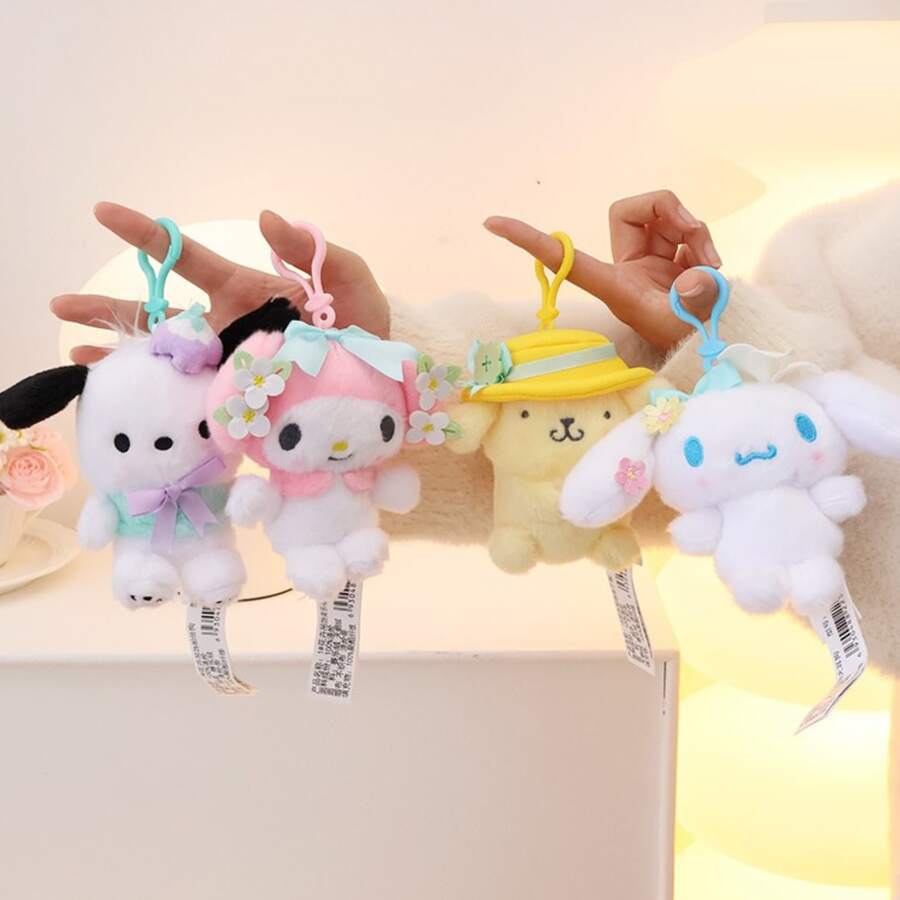 Official Sanrio Flowers Ornament Plush Keychain/Bag Charm.Super Soft And Fluffy,An Ideal Gift Suitable For Fans Playing,As Cute Backpack Accessories.