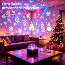 Christmas & Halloween Themed Projector Light | Dual‑Use Night Light | Christmas Smart Light | RGB Light,USB Powered - Multicolor - View 3