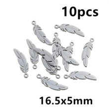 10pcs Stainless Steel Leaf Feather Charms Pendant For Necklace Earring Bracelet DIY Crafts Jewelry Making Accessories Findings - Feather - View 26