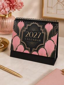 2027年復古黑色桌上日曆，內頁採用多種花卉設計，背面可用作備忘錄，非常適合作為送給朋友的禮物 - 彩色 - 查看 16