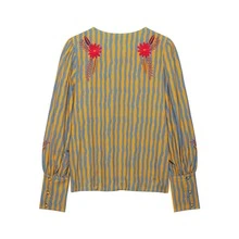 Seelio Spring/Summer New Women's European And American Style Fashion Minimalist Striped Floral Embroidered Jacket - Color - View 4