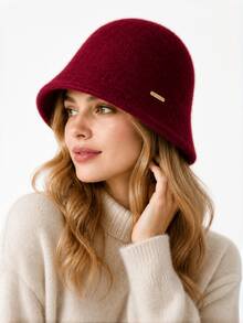 1pc Bucket Hat Bucket Hat Autumn/Winter Versatile Women's Face-Covering Bucket Hat Large Head Circumference Slimming Face Warm Bucket Hat - Multicolor - View 2