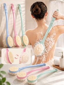 2pcs 2-In-1 Extra Long Handle Bath Brush With Hook, Soft Bristle Body Brush, Non-Slip Handle, Suitable For Hard-To-Reach Areas, Deep Cleansing Exfoliating Bath Tool, Bathroom Personal Care Accessory, Suitable For Home, Spa And Travel - Multicolor - View 7