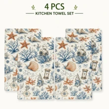 2pcs Ocean Theme Hand Towels - Modern Marine Animal Pattern, Durable Polyester Material, Machine Washable, Suitable For Bathroom And Kitchen Decor, Create Coastal Home Atmosphere | Ocean Theme Decor | - Multicolor - View 14