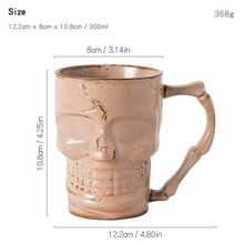 300ML復古3D骷髏咖啡馬克杯，骨骼手柄，裂紋釉哥德風萬聖節陶瓷杯，獨特裝飾飲具禮品 - 彩色 - 查看 10