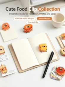 Cute Cartoon Toast Acrylic Bag Clips, Multi-Functional Snack Sealing Clips, Reusable Food Bag Sealers, Suitable For Kitchen Snack Storage, Photo And Memo Paper Fixing - Multicolor - View 6