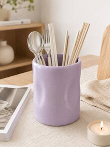 1pc Wavy Texture Kitchen Countertop Utensil Holder, Large Capacity Utensil Holder, Modern Asymmetrical Pleated Design Kitchen Utensil Storage Rack, Multi-Purpose Suitable For Utensils, Makeup Brushes, Home Kitchen Decor Storage Organizer - Multicolor - View 7