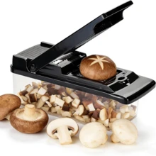 Multifunctional 14-In-1 Manual Vegetable Chopper Black, Integrated Cutting Board Set With Multiple Replacement Blades, Colander And Sealed Collection Box, Efficiently Chop Onions And Garlic, Slice Potatoes And Carrots, Ergonomic Labor-Saving Design, Compact Kitchen Tool For Home Cooking, Outdoor Picnic And BBQ Meal Prep, Easy To Clean With No Residue And Space-Saving Storage - Black - View 5