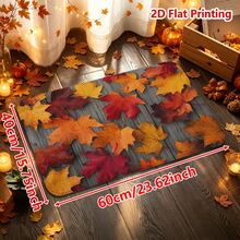 1/2pcs Autumn Door Mat, Autumn Maple Leaf Pattern Flannel Rug, Comfortable Soft Absorbent Non-Slip Machine Washable, Multi-Functional Home Entrance Hallway Kitchen Bathroom Bedroom Patio Decor, Thanksgiving Autumn Holiday Atmosphere Decoration - Multicolor - View 14