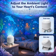 360° Rotating Dynamic Projection Light LED Ocean Starry Sky Projection Lamp Marine Life Projection Light USB Powered Bedroom Atmosphere Light For Birthday Party - White - View 1