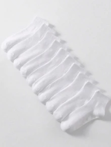 1/5/10/15/20 Pairs All-Match White Short Socks, Unisex, Simple And Versatile, Suitable For Daily Wear - White - View 2