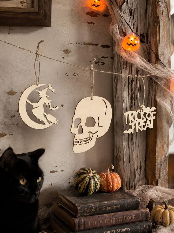 3pcs Halloween Hanging Decor Set, Ghost Skeleton BOO Letter Sign, Scary Ghost Face Skull Cross Pattern Hanging Ornament, White Holiday Atmosphere Decoration, Haunted House Theme Party Hanging Decor, Wall Hanging, Door & Window Hanging, Fireplace Mantel Decor, Entryway Living Room Bedroom Dining Room Bookshelf Arrangement, Autumn Holiday Photo Backdrop Prop, Halloween Home Decor, Scary Party Small Hanging Ornament