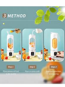 LEVIATECH 1件 450ml 無線便攜式攪拌機 電動果汁機，USB充電式迷你水果攪拌機，配備12葉刀片與雙杯，多功能果汁杯攪拌機，適用於廚房食物處理機、居家或戶外使用 - 3.7V-10刀葉 - 查看 12