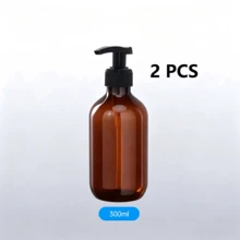 300/500ml Brown Light-Proof Pump Dispenser Bottles, Refillable Travel Storage Bottles For Lotion, Cleaning Liquid; 100/140ml Wide-Mouth Plastic Cream Jars, Suitable For Body Lotion, Bath Salts, Hair Cream And Massage Cream - Brown - View 20