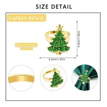 8/12 cái vòng giữ khăn ăn hình cây thông Noel màu xanh, trang trí bàn tiệc, giá giữ khăn ăn hình cây thông Noel, đồ trang trí lưu trữ khăn ăn, phù hợp trang trí nhà cửa, dụng cụ bày bàn tiệc khách sạn - màu xanh lá - Xem 5