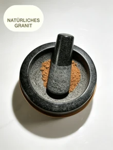 14cm Natural Granite Mortar Set With Extended-Handle Pestle And Wooden Stand – Manual Grinding Bowl For Spices, Herbs And Nuts At Home – European-Style Kitchen Utensils - Black - View 5