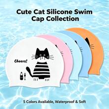 Topi Renang Silikon Tahan Air, Desain Cetak, Elastisitas Tinggi Anti-Selip, Pelindung Telinga, Pas Nyaman, Unisex Dewasa untuk Renang, Kompetisi Kolam Renang, dan Olahraga Air. - MultiWarna - View 4