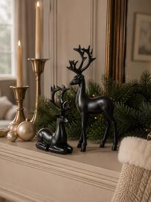 1pc Christmas Reindeer Decorative Figurine, Standing And Lying Deer Desktop Decor, Elegant Holiday Ornament, Suitable For Fireplace Mantel, Fireplace, Shelf, Living Room, Entryway, Office, Winter Christmas Home Decor - 1PC - View 8