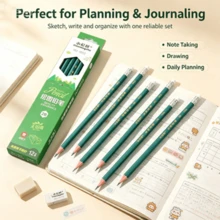 10pcs Fresh Minimalist Green 2B Pencils, Durable And Clear Writing, Designed For Student Learning And Exams, Student Holiday Reward Stationery Pencil Set, Back To School Supplies - A - View 6