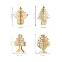 1pc Christmas Tree Ornament, New Wooden 3D Christmas Decoration Craft Hollow Carved Desktop Christmas Tree Ornament - Wood Color - View 6