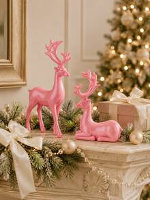 1pc Christmas Reindeer Decorative Figurine, Standing And Lying Deer Desktop Decor, Elegant Holiday Ornament, Suitable For Fireplace Mantel, Fireplace, Shelf, Living Room, Entryway, Office, Winter Christmas Home Decor - 1PC - View 9