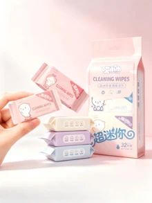 8/16/32/64/128pcs Cute Mini Portable Wet Wipes, Multi-Purpose Cleaning Wipes, Suitable For Travel, Office, Kitchen And Surface Cleaning (Random Style) - Multicolor - View 1