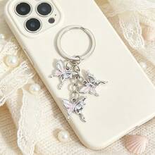Gradient Enamel Butterfly Keychain, Silver Alloy Fairy Butterfly Pendant Key Ring, Aesthetic Backpack Handbag Charm Accessories For Girls - Multicolor - View 6