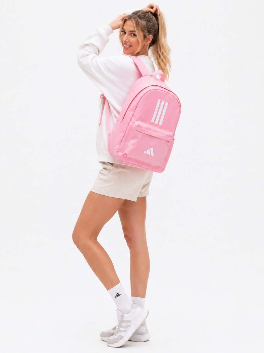 Adidas Large Capacity, Multi-Compartment Design | Thickened, Wear-Resistant, Water-Repellent, Unisex, Lightweight, Spine-Protecting Student Backpack For Campus Commuting. Dimensions: Approx. 30*42*15cm - Pink - View 1