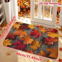 1/2pcs Autumn Door Mat, Autumn Maple Leaf Pattern Flannel Rug, Comfortable Soft Absorbent Non-Slip Machine Washable, Multi-Functional Home Entrance Hallway Kitchen Bathroom Bedroom Patio Decor, Thanksgiving Autumn Holiday Atmosphere Decoration - Multicolor - View 16