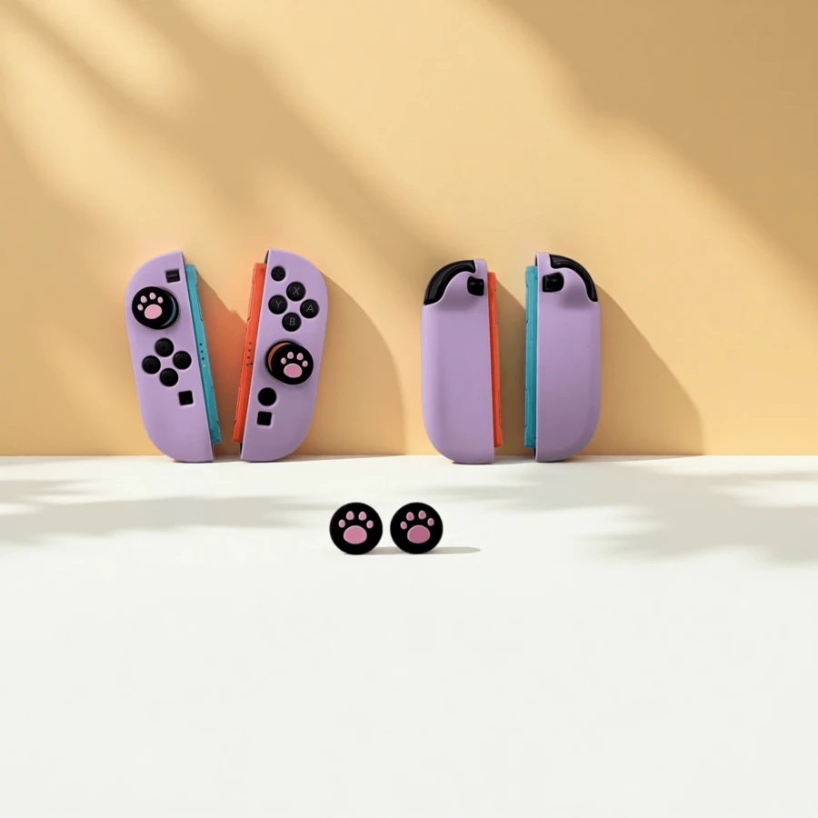ihkdw For Switch2 Left And Right Joy-Con Controllers, A Complete Set Including TPU Matte Controller Protective Case + Cartoon Cat Paw Shaped Joystick Anti-Slip Cap, 2 Pieces Combination, Does Not Affect Controller Detachment From Console Or Normal Button Operation After Installation, Long-Term Grip Without Slipping - View 1