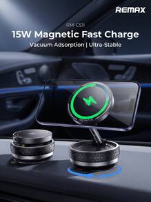REMAX RM-C51i Dudukan Mobil Pengisian Nirkabel Magnetik Berputar: Pengisian Cepat Daya Tinggi 15W + Rotasi Bebas 360° + Perekat Magnetik Kuat dan Stabil, Pengenalan Pengisian Cepat Cerdas, Engsel Paduan Seng, Navigasi Mobil - hitam - View 2