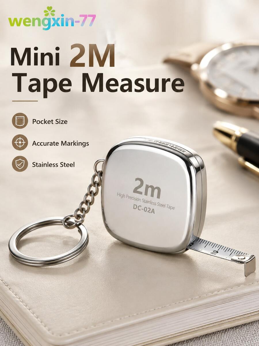 1pc 2M Mini Retractable Tape Measure Portable Keychain Small Measuring Tape Metal Shell Flexible Ruler For Home DIY Sewing Craft Daily Measuring Tool - Multiple Styles - View 1